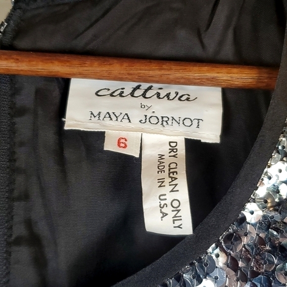 Vintage Cattiva by Maya Jornot Silver Sequin and Velvet Formal‎ Dress - Picture 5 of 10